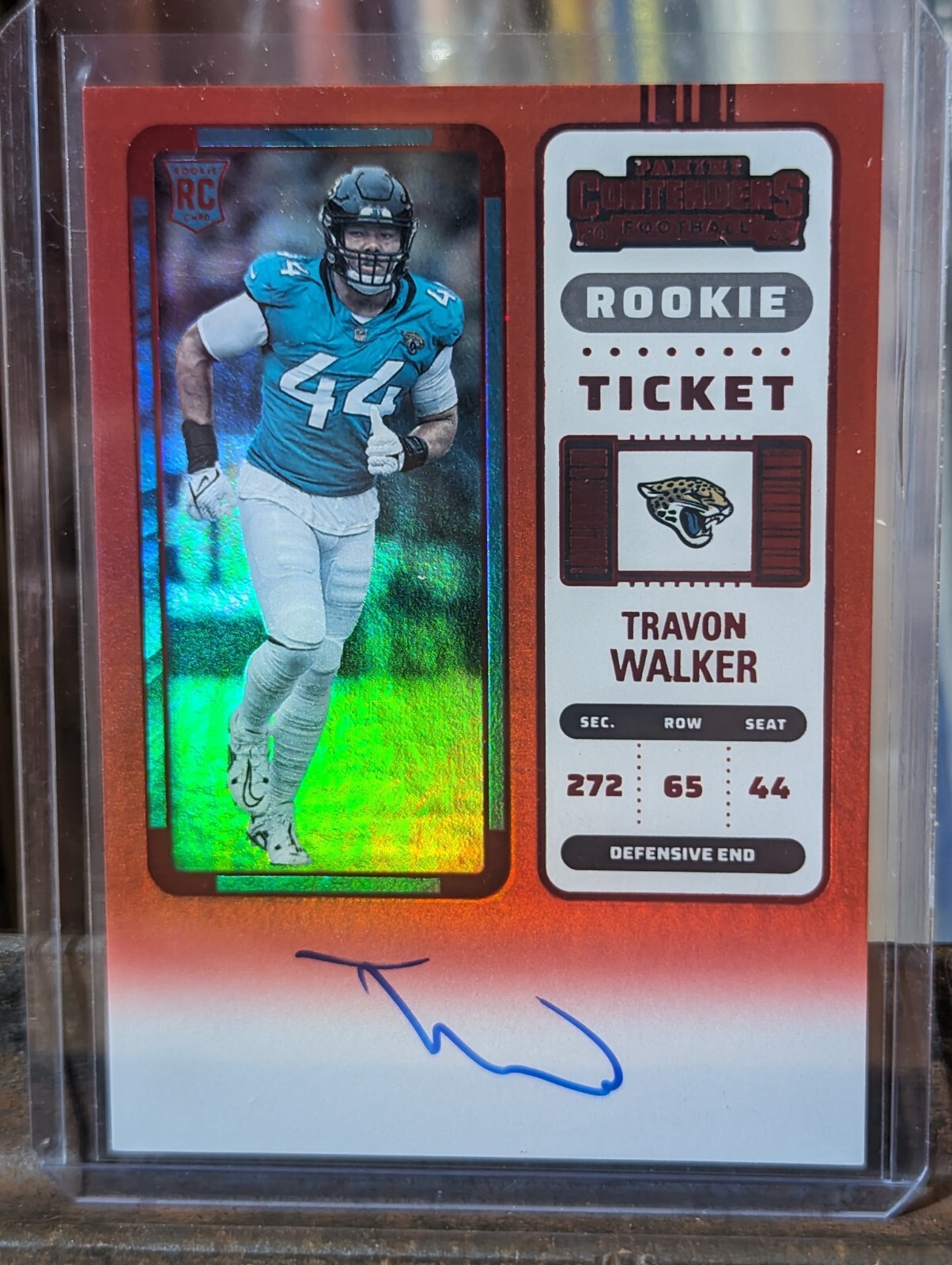 2022 Travon Walker Panini Contenders Rookie RPS FOTL Red Zone Auto Jaguars #135