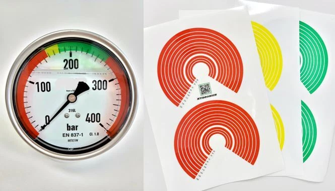 150mm Pressure gauge label stickers for industrial safety(Three colors)