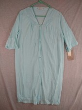 Vintage Nylon Nightgown Tricot House Coat Large Vassarette Aqua Woman's NWT