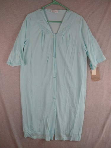 Vintage Nachthemd blau groß Nylon Trikot Hausmantel Vassarette Damen Neu mit Etikett - Bild 1 von 13