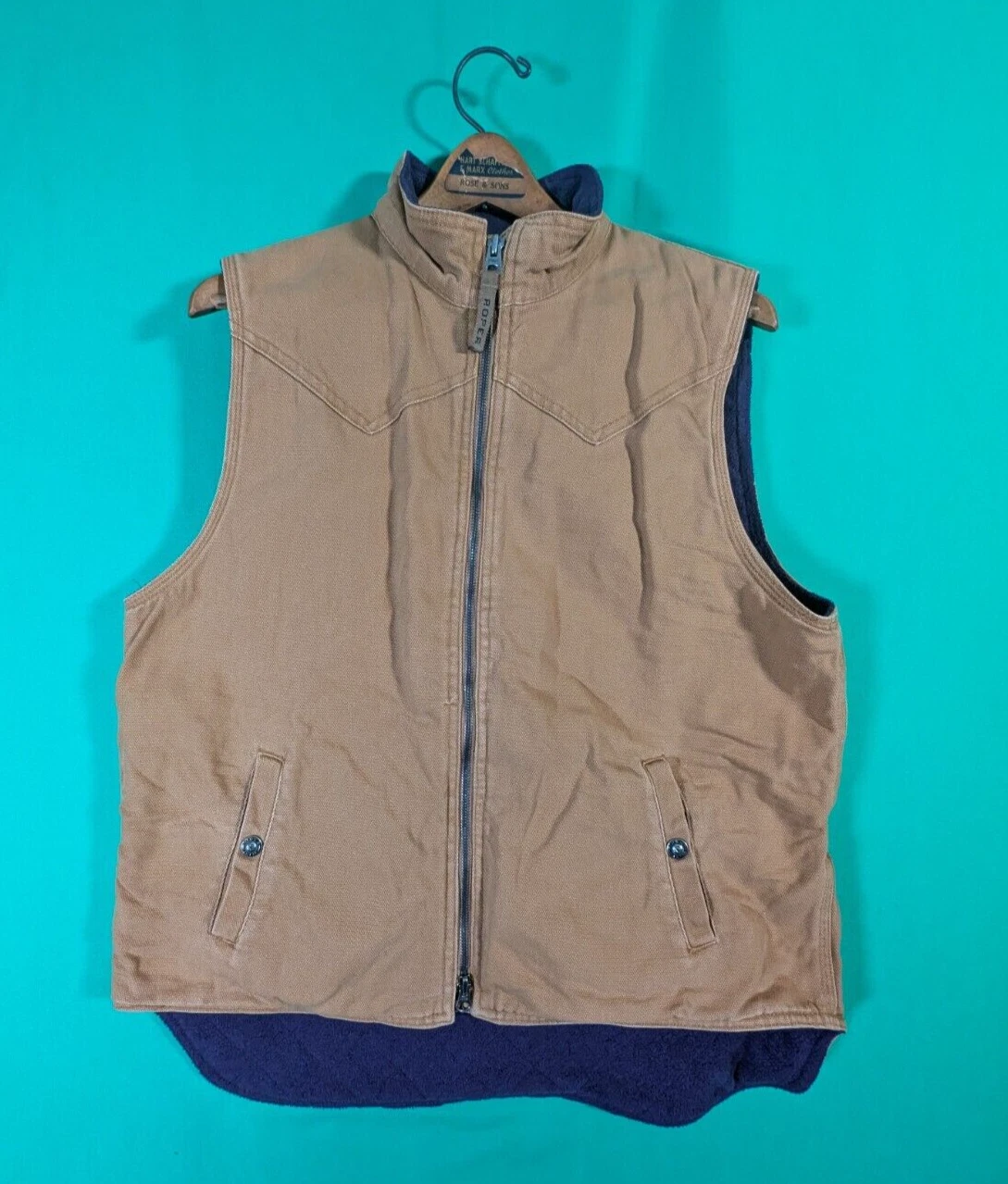 Roper Range Gear Full Zip Cargo Vest Mens Large Brown Outdoor