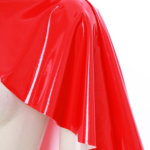 Damen PVC Leder Umhang mit Kapuze Wetlook Steampunk Kostüme Gothic Cape Outfits - Bild 12 von 39