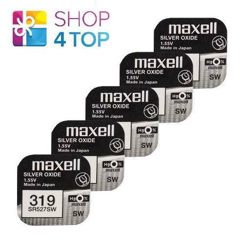 Maxell 319 SR527SW 1.55V Watch Batteries 5-Pack New 2022 Expiry