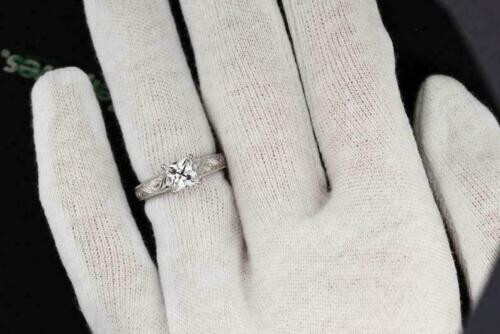 Princess-Schliff 1,50 kt Diamant 14 kt Weißgold Verlobungsring simuliert in Größe 6 - Bild 5 von 5