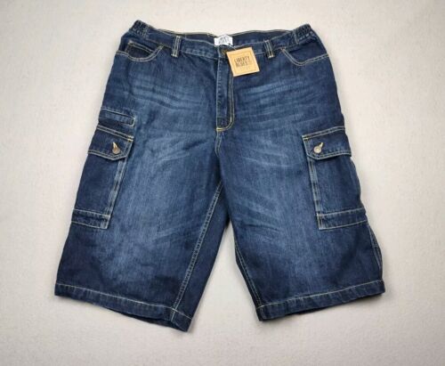Liberty Blues Cargo Shorts Mens 38 Tall Drk Wash Denim NWT Stretch Baggy Hip Hop