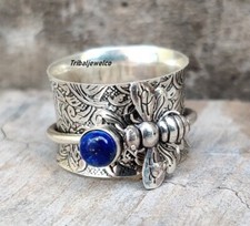 925 Sterling Silver Lapis Lazuli Heneybee Ring Handmade ring Spinner ring Gift