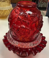 RARE L.G. Wright Red Roses Fairy Lamp 4 piece set HTF LOWER PRICE