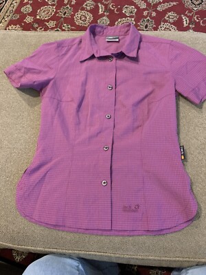 Jack Wolfskin Women’s Outdoor Purple Plaid Slim Fit Top Shirt UV Prot Small  (TD) - Main Image