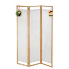 Bambus-Paravent Tennessee 3-teilig, nachgiebiger Raumteiler aus Bambus und Stoff