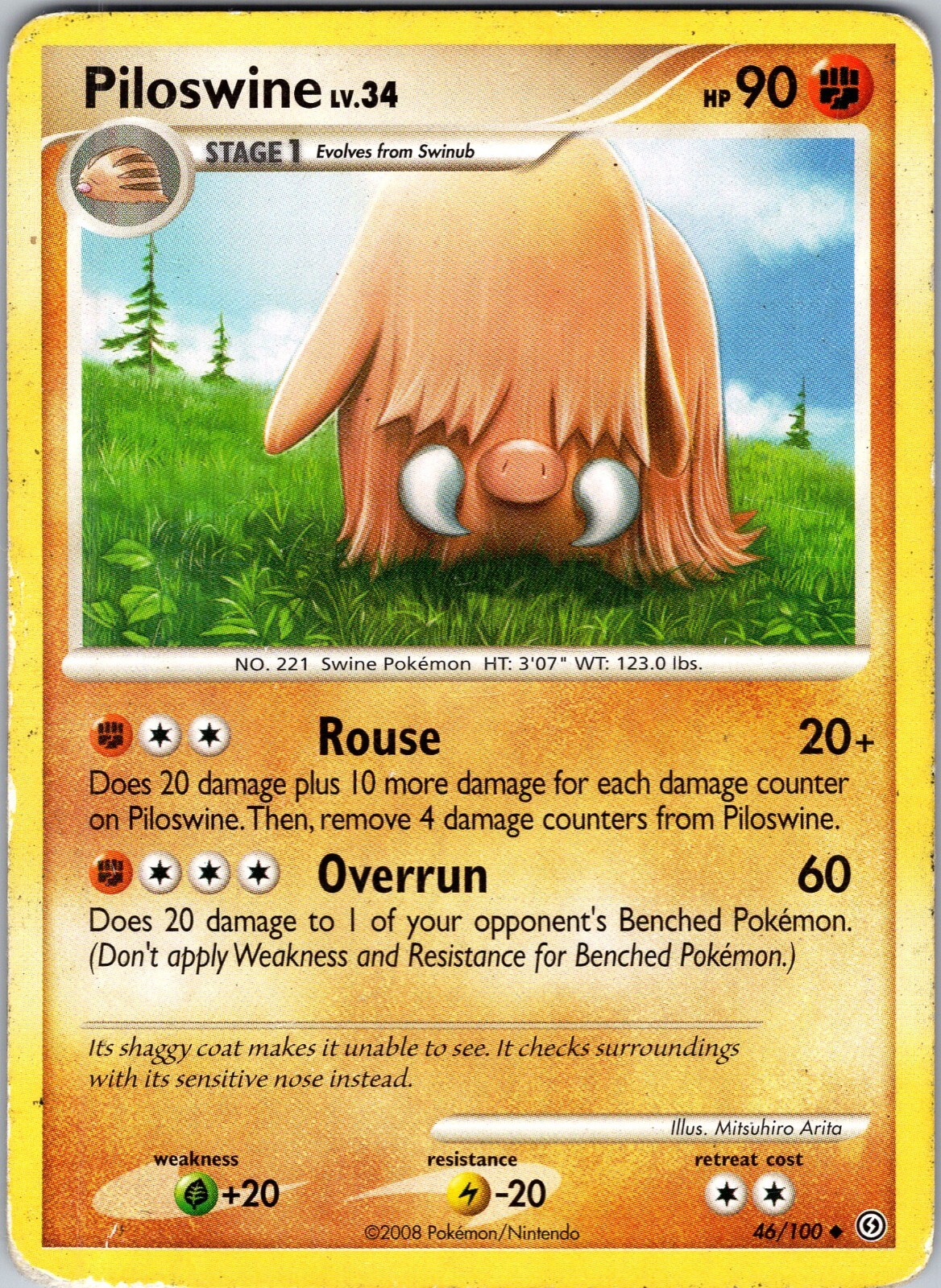 Pokemon TCG Piloswine D&P Stormfront 46/100 Reguluar Uncommon Card Played MP