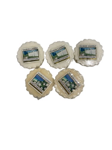 Lot of 5 Yankee Candle Tarts Wax Melts 3 Clean Cotton 2 Tahitian Tiare Flower