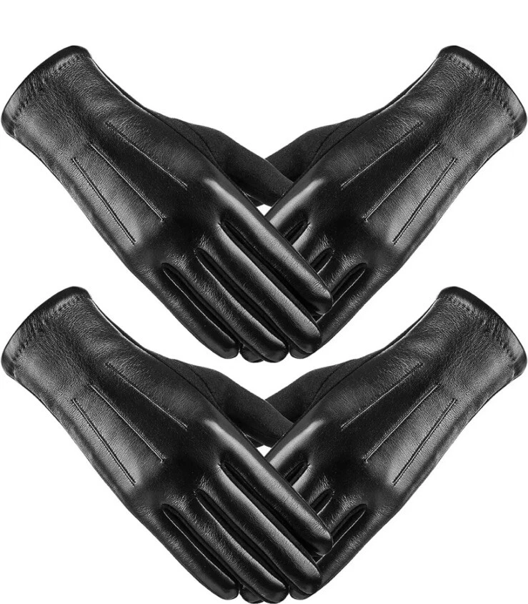 KOFOJN Winter Leather Gloves for Women, Intelligent Touch S/M Two Pairs