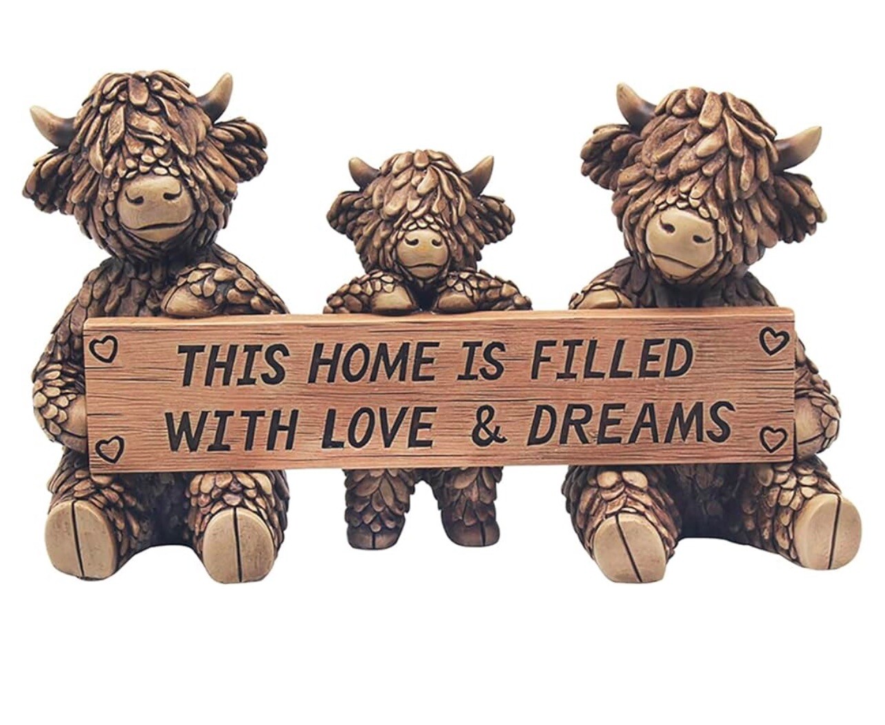 Lesser & Pavey Hughie Highland Cow Bronze Effect Ornament with Message 18cm