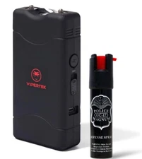 Vipertek 350 BV Rechargeable Stun Gun w/ LED Light + Pepper Spray