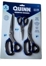 PRO QUALITY! BRAND NEW Quinn 3 pc Assorted Scissors w/ Durable Titanium Scissors