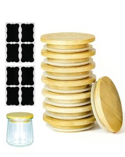 8 Pack Oui Yogurt Jar Lids with 8 Labels, Food-Grade Bamboo Lids for 5Oz Oui ...