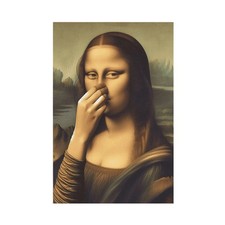 Funny Mona Lisa Bathroom Canvas Wall Art Pinching Nose Wall Decor Mona Lisa Clas