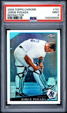 2009 TOPPS CHROME REFRACTOR #101 JORGE POSADA PSA 9