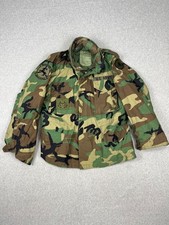 Vtg US Army M65 Cold Weather Field Coat Mens M Short Woodland Camo Lined Hooded