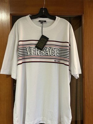 Men's Versace Milano Striped Cotton T-Shirt size 4 Xl Made In Italy