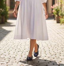 Vionic Minna Ballet Flats Women  s 7.5 Navy Leather Patent Toe Comfort Shoes