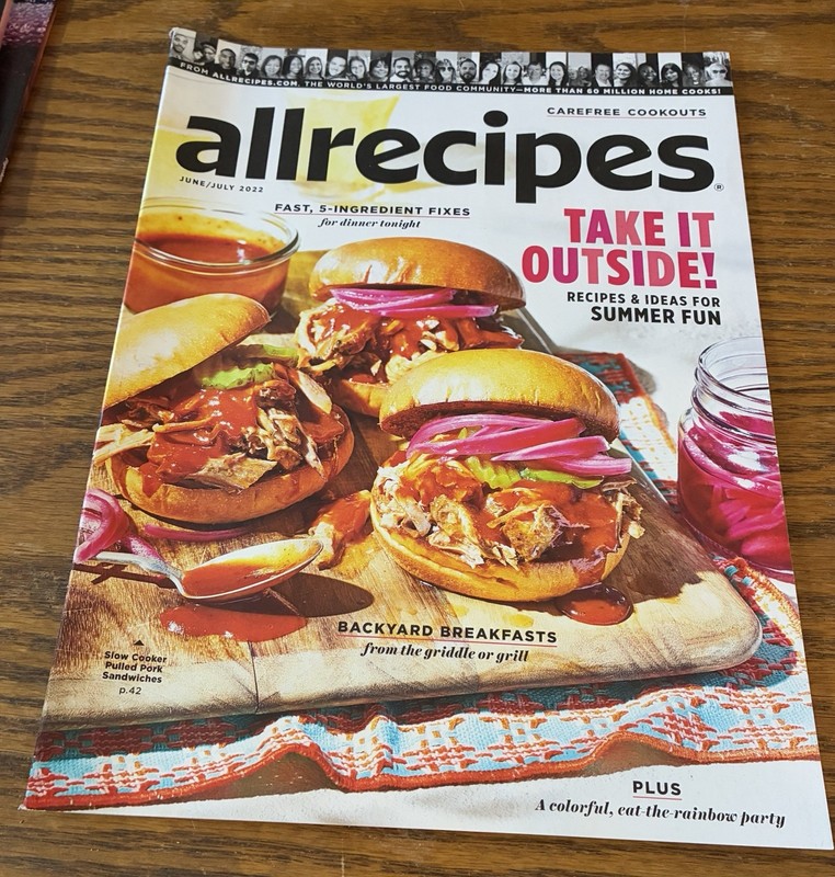 “all recipes” Magazine 2022 June/July TAKE IT OUTSIDE Summer Fun - Like New