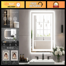 24"x36" Anti-Fog LED Bathroom Mirror - Dimmable, 3 Color Temperatures, Backlit,