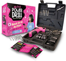 DIY jr. My First Power Drill - 60-Piece Working Tool Set for Girls - Pink