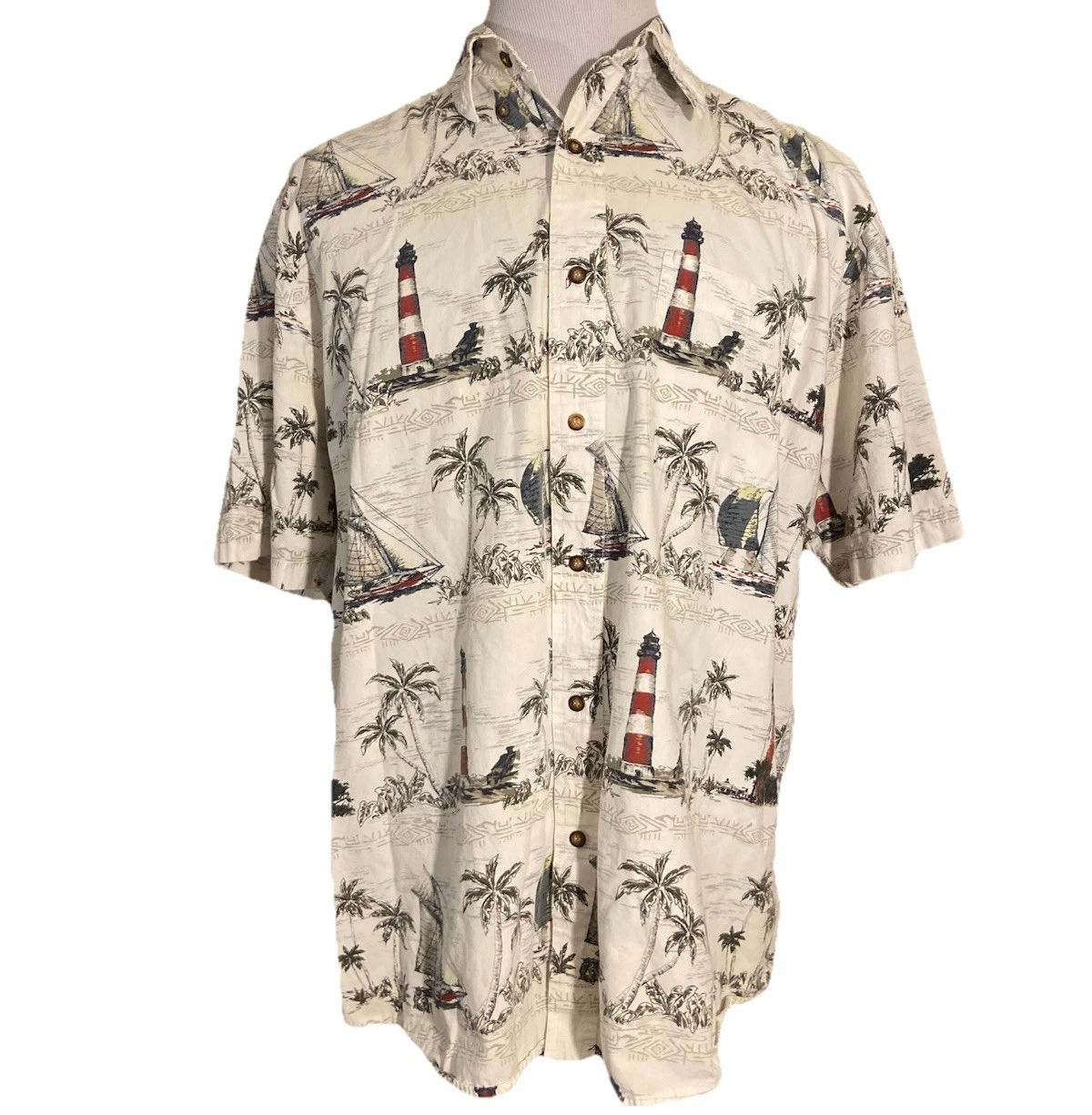 Hawaiian Shirt Men’s XL Vacation, Summer, Reserve Short Sleeve Floral Palm Tree