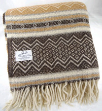 56x51" Faribo USA Brown Plaid Wool Throw Blanket Stadium Picnic
