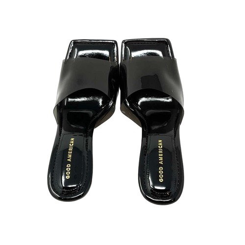 Good American Clear Wedge Mule Sandals Size 10 Black GA279P - Picture 8 of 10