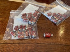 30 New Mini Metal and Red Enamel Cola Can Charms Pendants, Jewelry Making Crafts