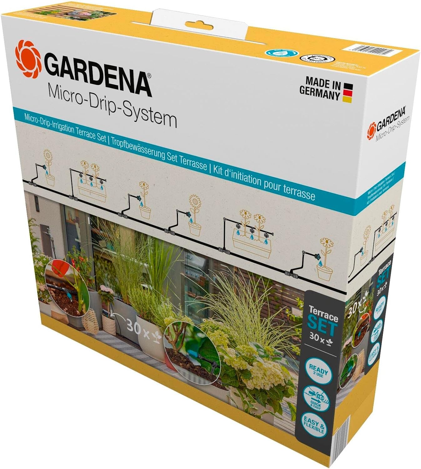 Gardena système goutte à goutte contre le dessèchement des plantes en pot