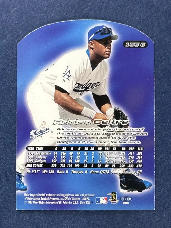 2000 Fleer Ultra Gold Medallion #155 Adrian Beltre Dodgers - Image 2 of 2