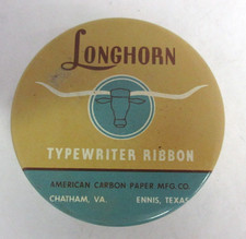 VINTAGE ADVERTISING LONGHORN  TYPERITER RIBBON   TIN  1581 thumbnail
