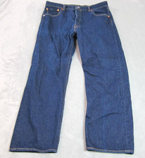 Levis 501 Jeans Mens 36x32 Blue Denim Button Fly Straight Leg Classic Red Tab