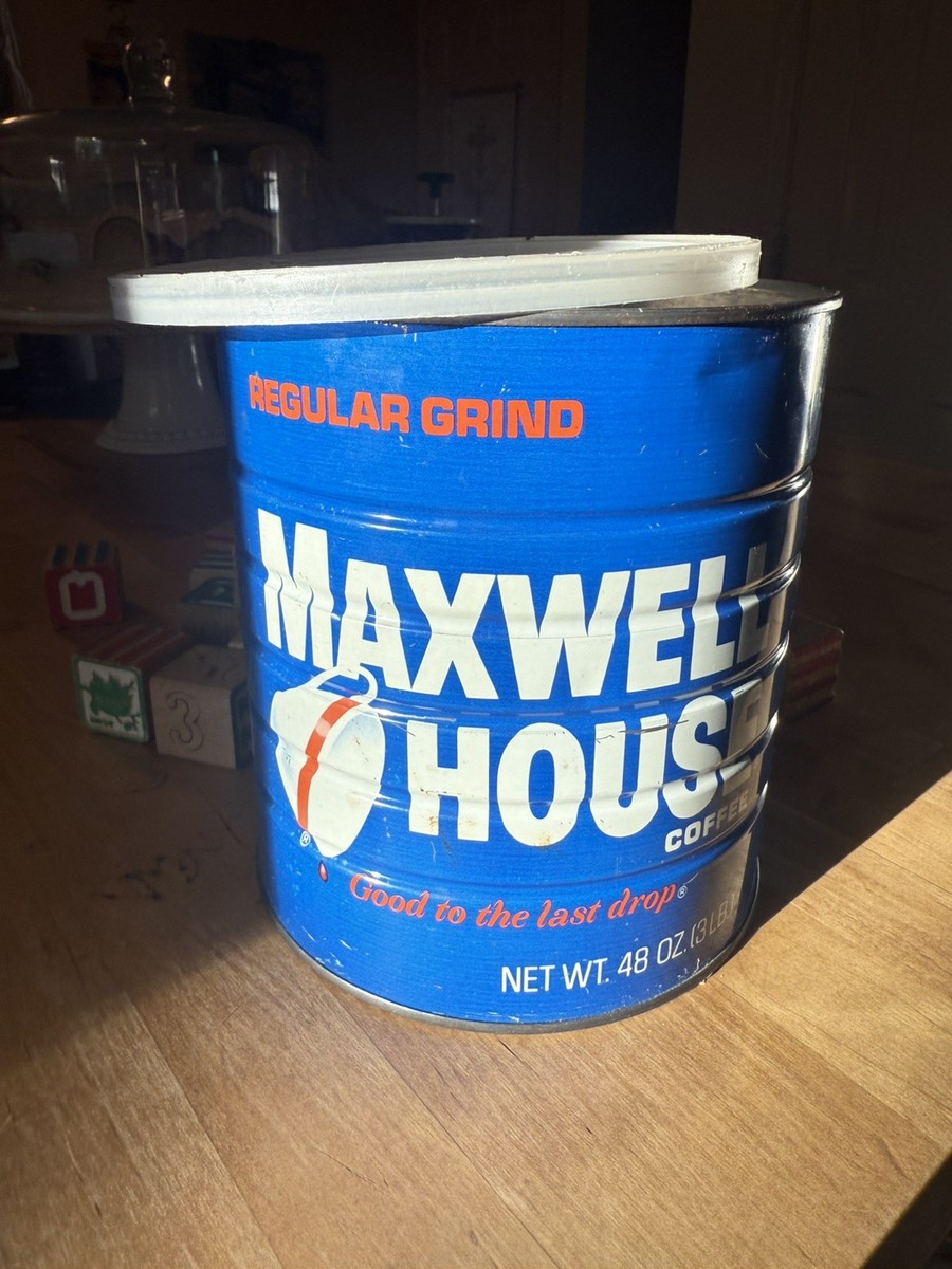 Vintage Maxwell House Coffee Can 3 lb Drip Grind Empty Tin Metal