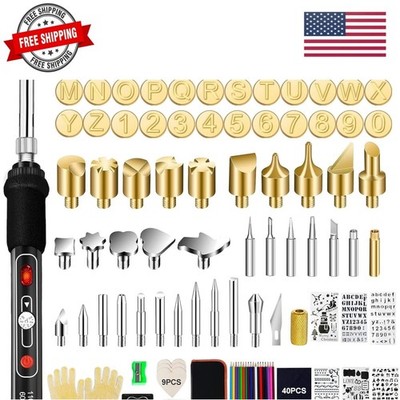 Wood Burning Kit, 163 Pcs Wood Burner Tool Kit with letters and numbers, Pyro...
