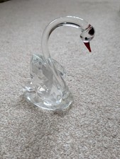 Elegantes klares Kristallglas Schwan Ornament - facettiertes Design, 6" hoch