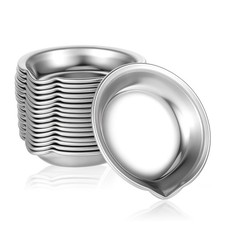 MBAIYO 18Pcs Small Round Paint Trays, Painting Color Palette Silver