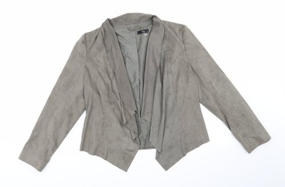 Grüne Damenjacke Größe 10 von M&Co   khaki Wildlederoptik kurz Wasserfall gefüttert