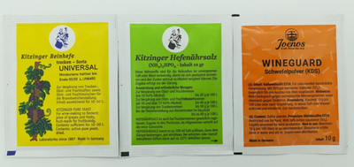 WEINHEFE 5g + HEFENÄHRSALZ 10g + SCHWEFELPULVER 10g - Arauner Joenos Kitzingen