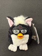 1999 Furby Buddies "Good Joke" Plush White Black Blue Eyes Tiger Electronics
