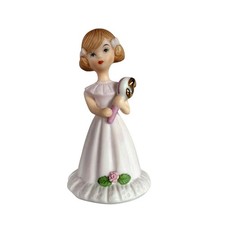 Growing Up Birthday Girls 1990 Enesco Porcelain Figurine Girl Holding Number 9