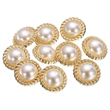 10pcs Pearl Gold Metal Sewing Buttons 23mm Round Women Coat Buttons, #2
