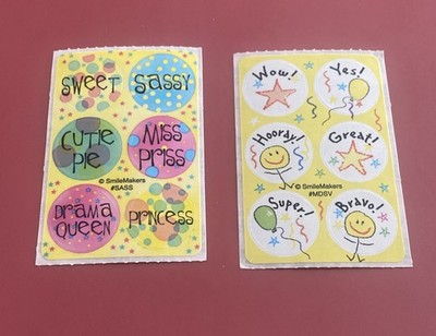 Set of 2 Smile Makers Mini Dots  Wow! Yes!  -  Sweet, Sassy  - 2x4 Inches Each
