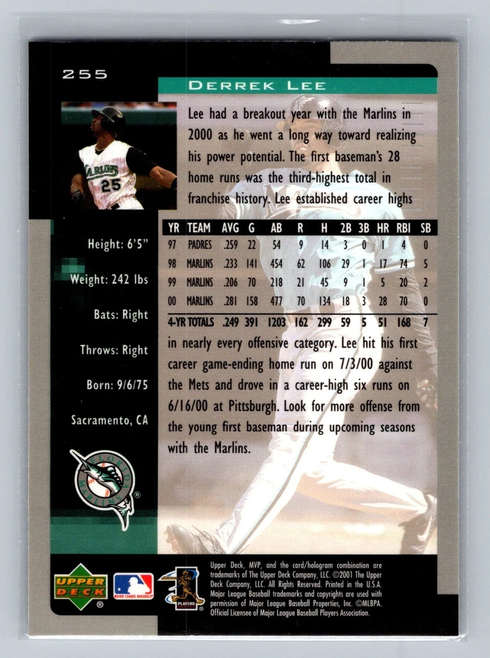 2001 Upper Deck MVP - Derrek Lee #255 - Image 2 of 2