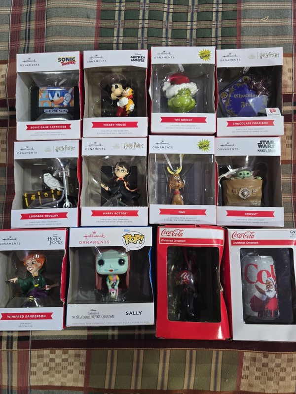 Hallmark Collectable Ornament Lot (12) StarWars,Coke,Harry Potter, Etc.