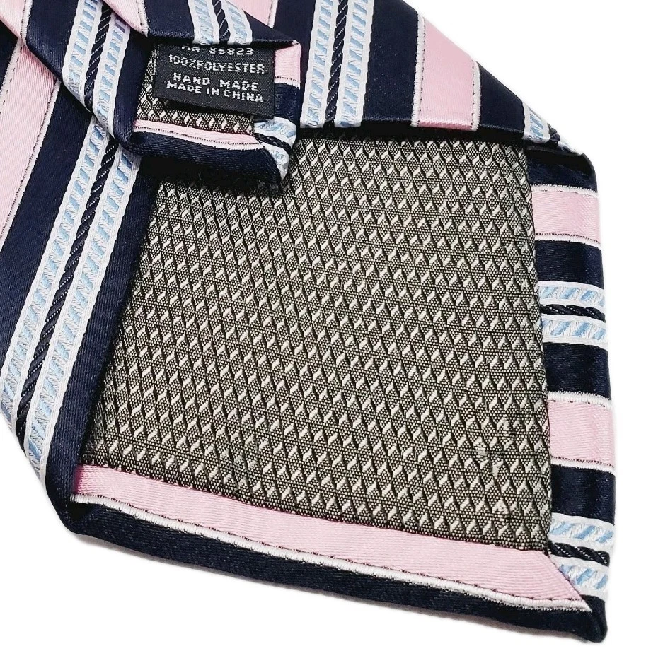 Corbata para hombre Harve Benard rosa patrón de rayas tela jacquard 57x3,5" Foto 3 de 4