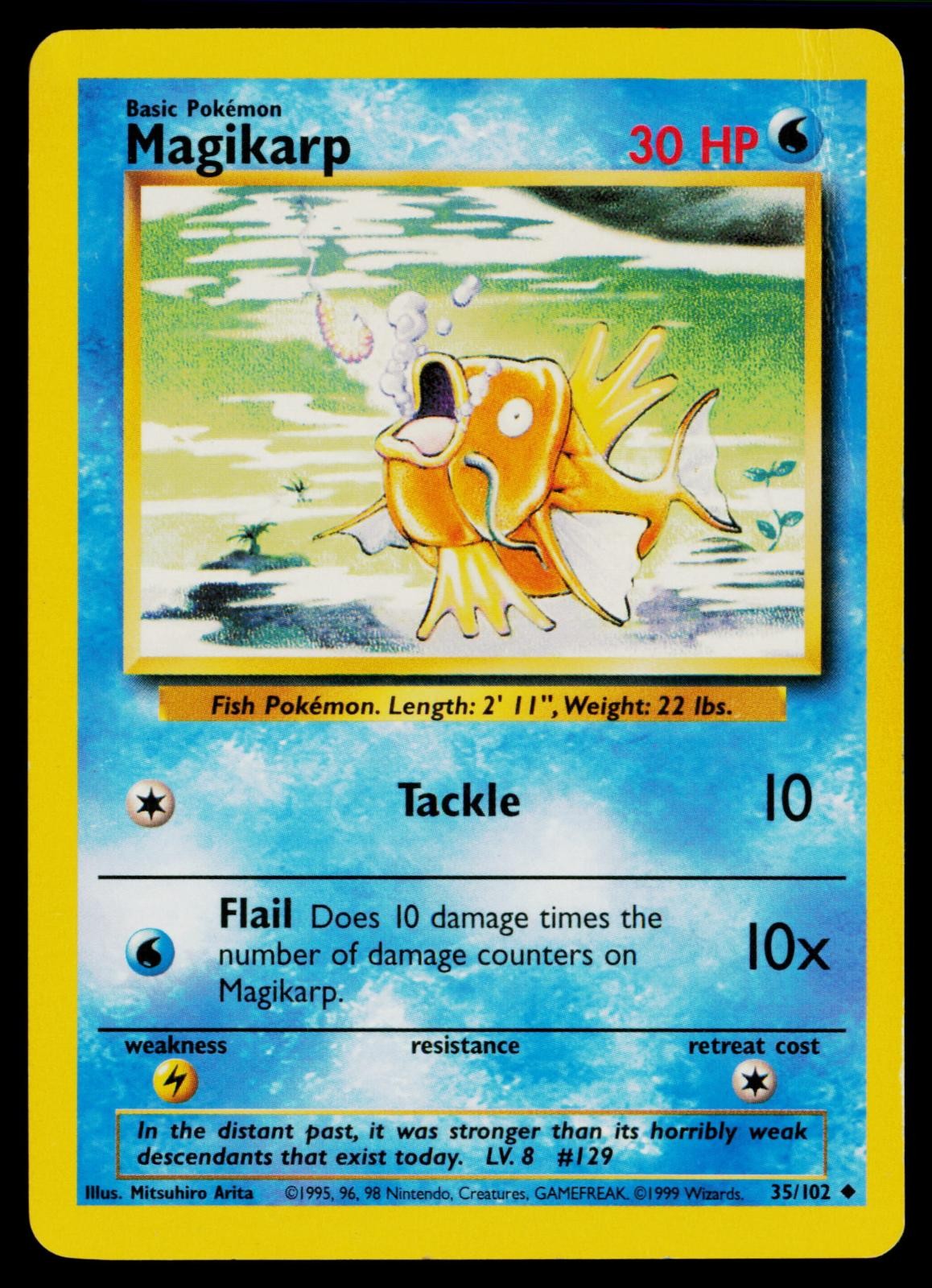 Magikarp 35/102 UC Base Set Unlimited Pokemon DMG - Crease